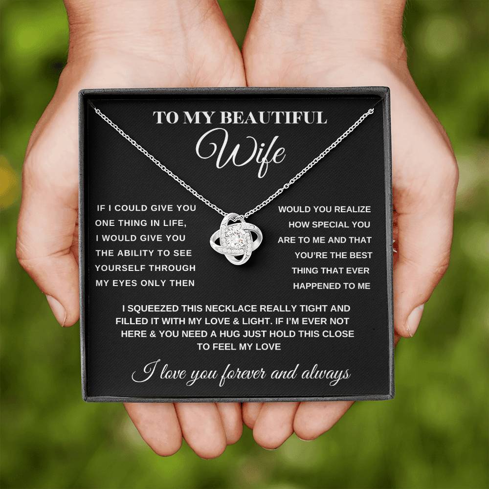 To My Beautiful Wife Forever Love Knot Necklace