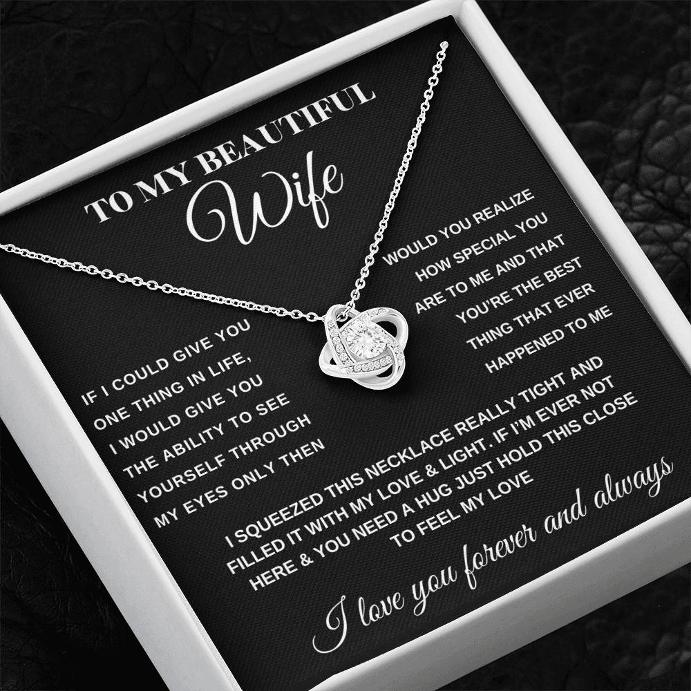 To My Beautiful Wife Forever Love Knot Necklace