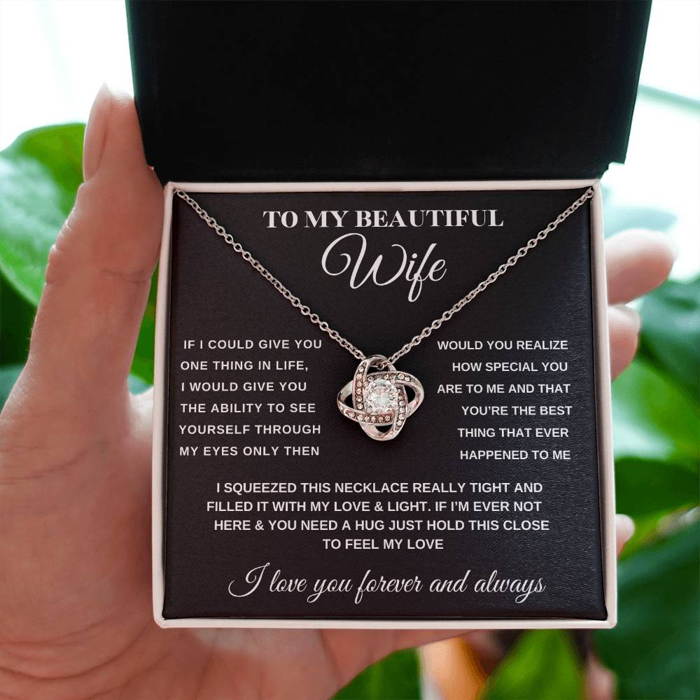 To My Beautiful Wife Forever Love Knot Necklace