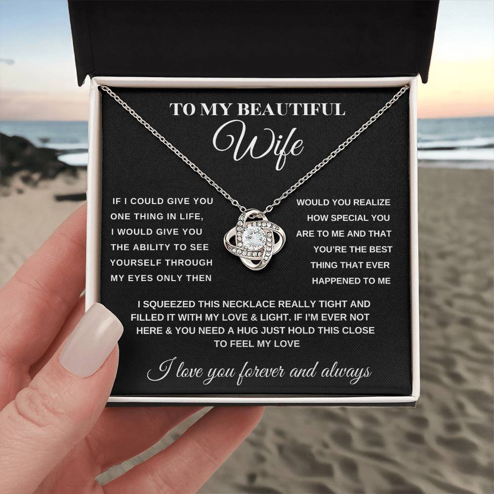 To My Beautiful Wife Forever Love Knot Necklace