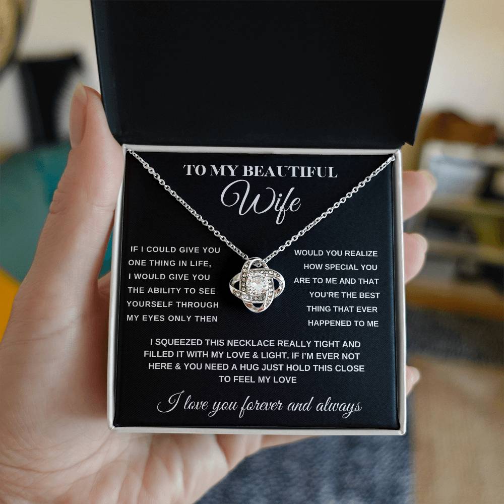 To My Beautiful Wife Forever Love Knot Necklace