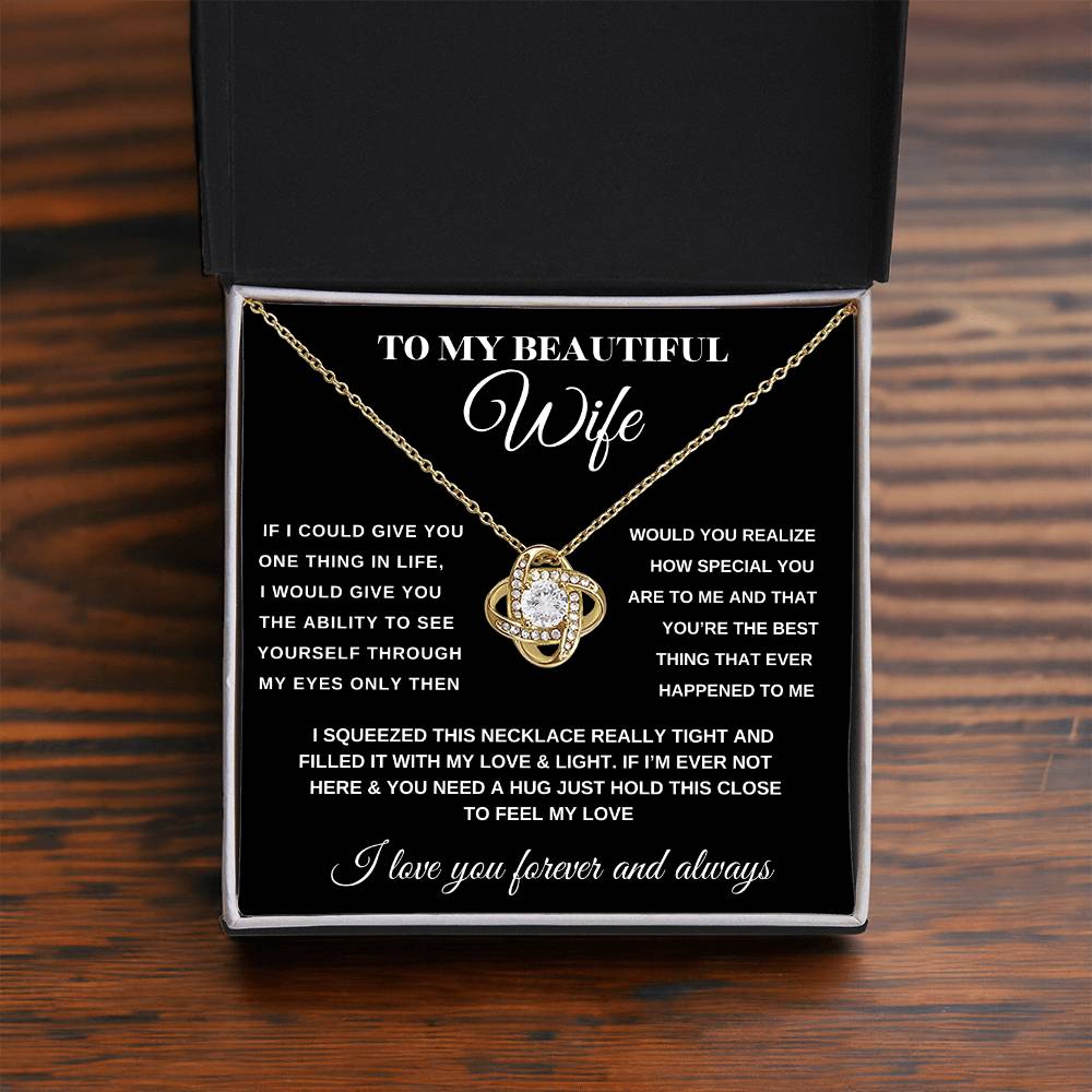 To My Beautiful Wife Forever Love Knot Necklace